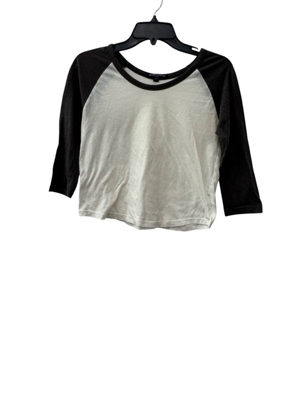 Brandy Melville One Size Dark Grey & White 3/4 Sleeve Shirt